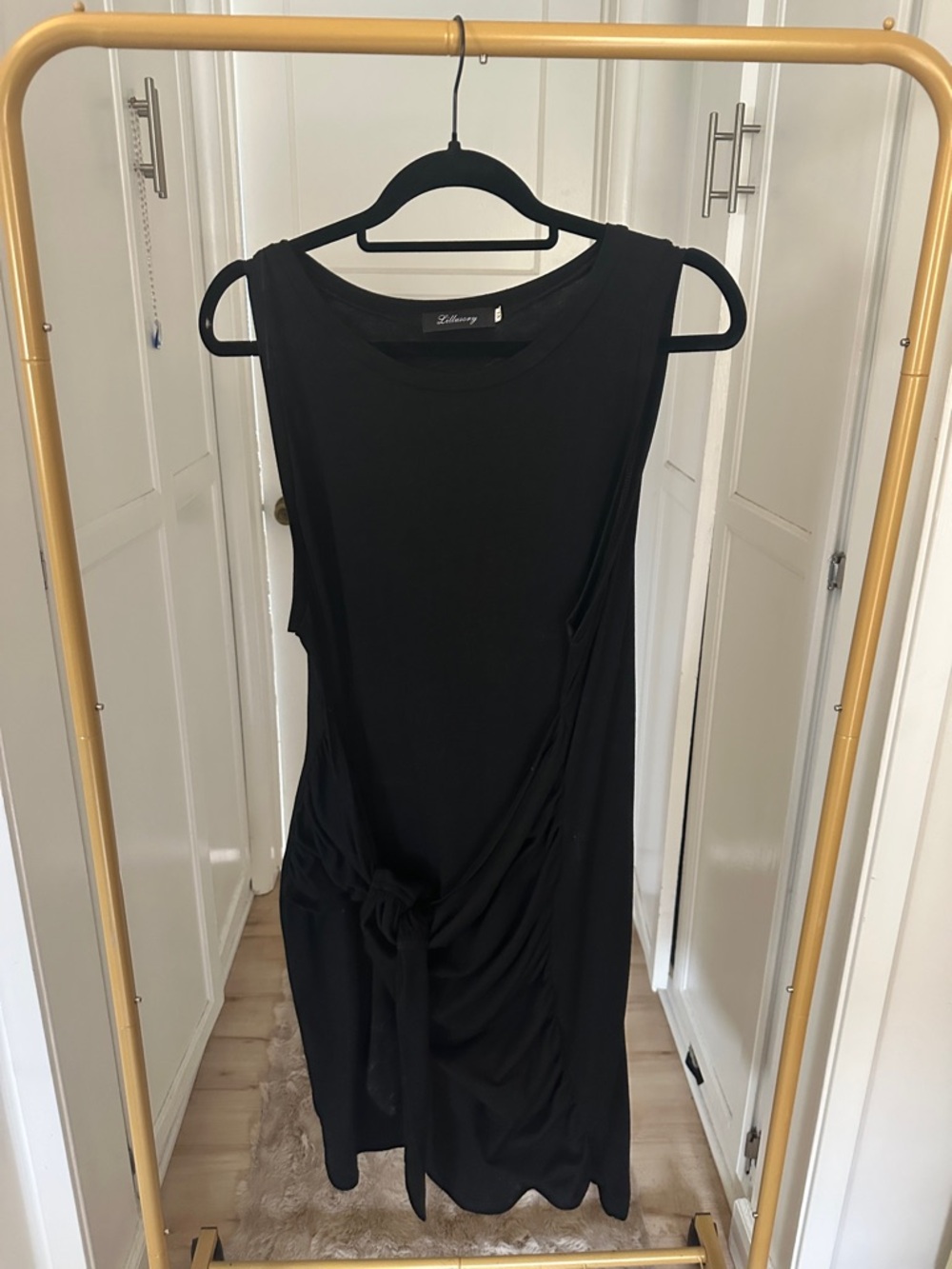 Black Tie-Front Mini Dress